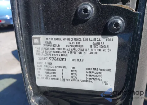 2005 Chevrolet Avalanche 1500 Ls z USA, uszkodzony, nr VIN 3GNEC12Z95G136913